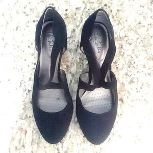 Womens Life Stride Soft System Black Suede Pump/Heel Size 8W
